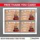 Cars Mack 7x5 in. Birthday Party Invitation with FREE editable Thank you Card